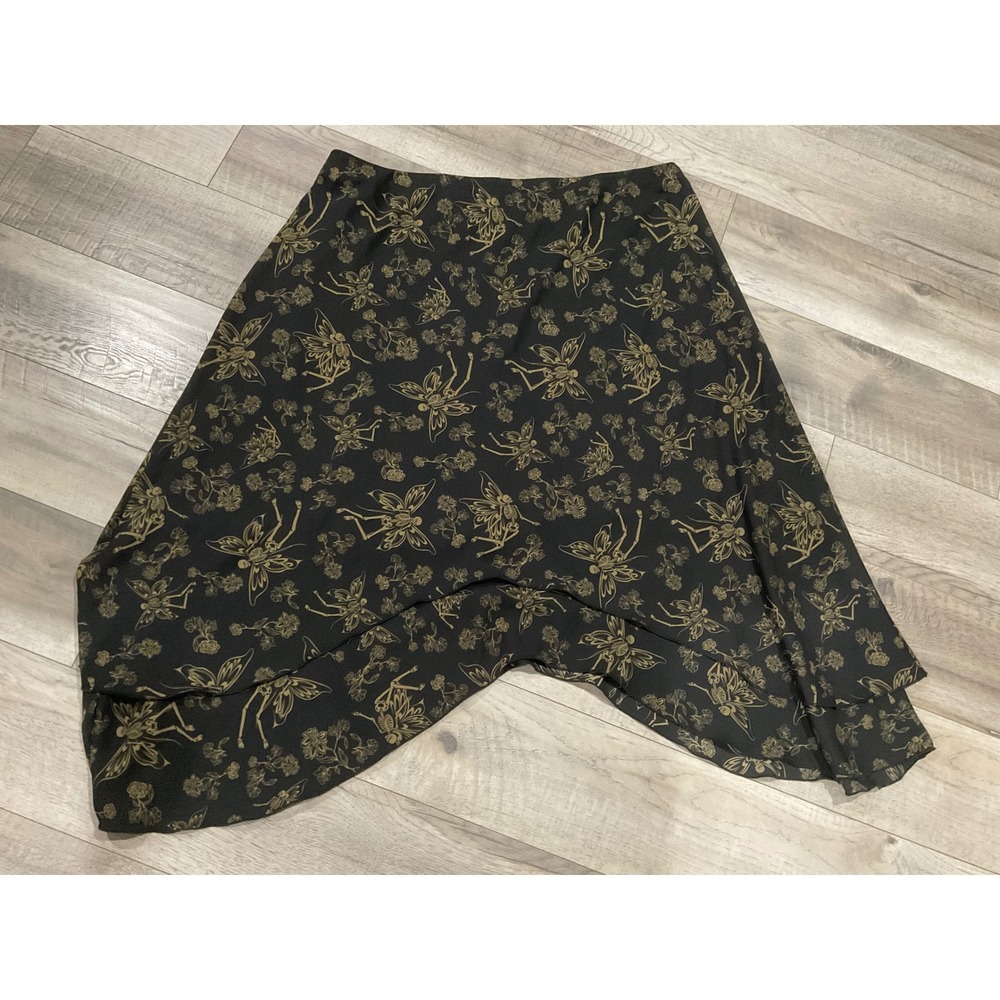 Thorn & Fable Skeleton Fairy Floral High-Low Midi Skirt plus size 4 altered